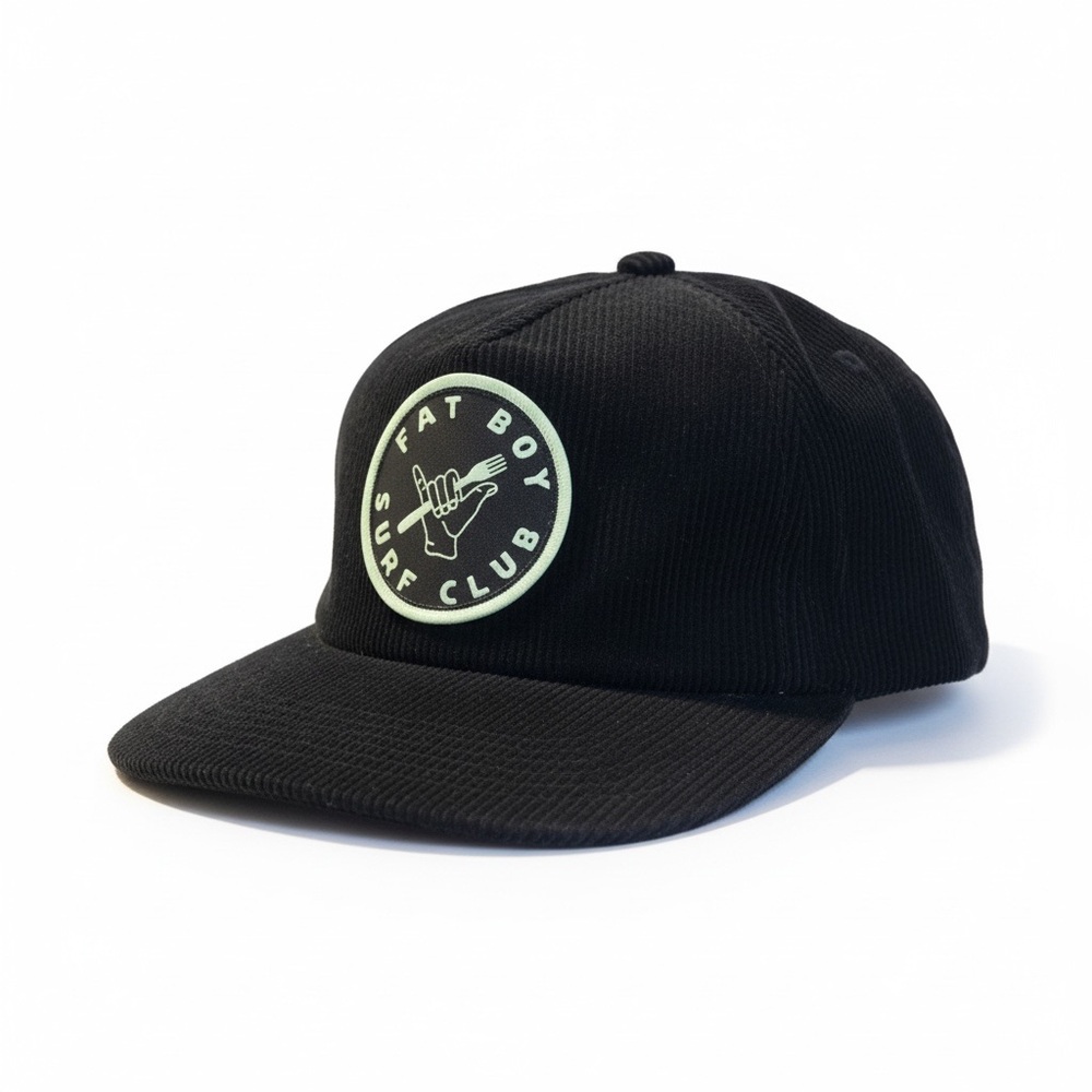 Hat Fat Boy Surf Club Shaka Fork Corduroy SnapBack Black OSFM Logo